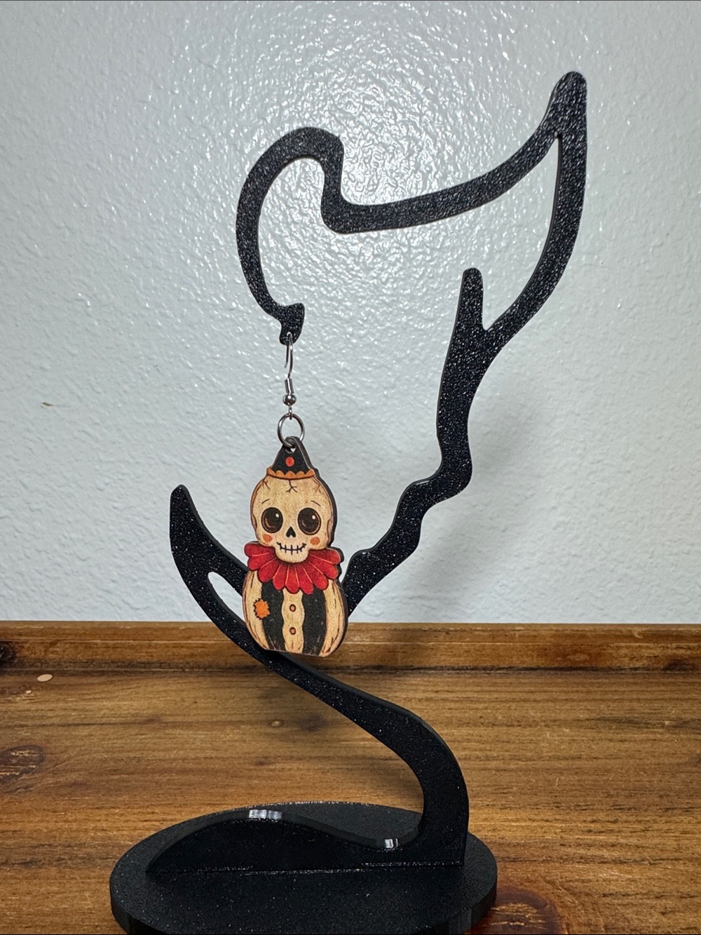 Handmade Halloween Skeleton 💀 Wooden Earring
